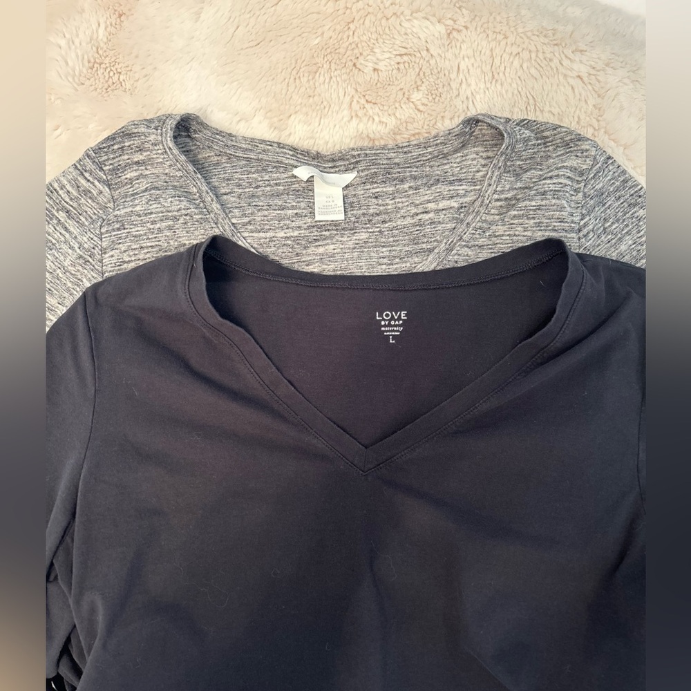 Set of 2 Maternity Long-Sleeved Shirts, L